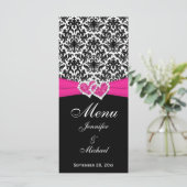 Carte de menu du Mariage noir blanc noir RIBBON IM (Debout devant)