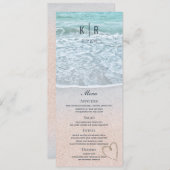 Carte de menu du Mariage photo Turquoise Blue Ocea (Devant / Derrière)