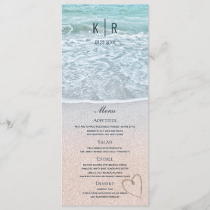 Carte de menu du Mariage photo Turquoise Blue Ocea