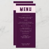 Carte de menu du Mariage Royal Crimson Typography (Devant / Derrière)