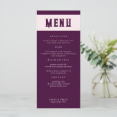 Carte de menu du Mariage Royal Crimson Typography (Debout devant)