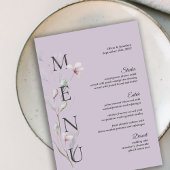 Carte de menu du Mariage violet botanique 5x7"