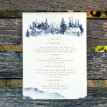 Carte de menu du Mariage Watercolor Rustic Blue Mo<br><div class="desc">Notre collection "Blue Mountain Mariage" présente des paysages aquarellés dans les tons bleus avec une touche de vert. Toutes les informations sont dans une combinaison de script et une police serif qui apporte de l'élégance à elle. Consultez notre magasin pour plus d'articles de cette collection et contactez-nous par conversation ou...</div>