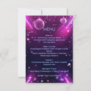 Carte de menu du Nouvel An Neon Chrome Y2K Holog