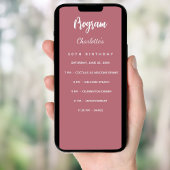 Carte de menu du programme d'anniversaire d'or ros