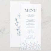 Carte de menu Dusty Blue Fleur sauvage et Butterfl (Devant / Derrière)