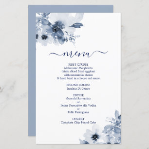 Carte de menu Dusty Blue Floral