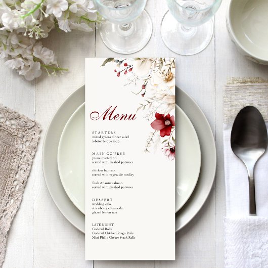 Carte de Menu Elégance d'Hiver de Bourgogne