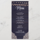 Carte de Menu Élégance Rustique Bleu Minuit (Devant)