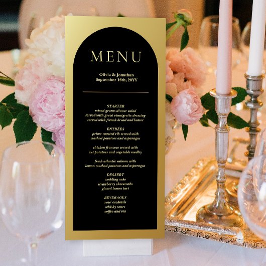 Carte de menu Elegant Black Gold Mariage