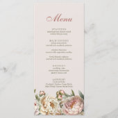 Carte de menu Elegant Blush Watercolor Peonies (Devant)