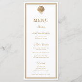Carte de menu Elegant Gold Seashell Coastal Mariag (Devant)