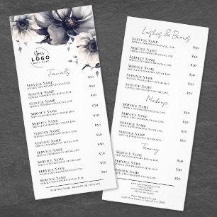 Carte de menu élégant noir et blanc pour les servi