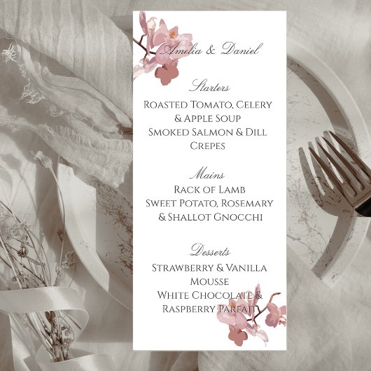Carte de menu Elegant Pink Orchid