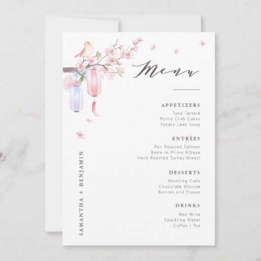 Carte de menu Elegant Rose Floral Mariage (Devant)