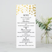 Carte de menu élégante avec confettis blanc et or (Debout devant)
