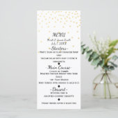 Carte de menu élégante avec confettis dorés petits (Debout devant)
