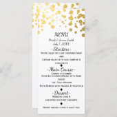Carte de menu Elégante Confetti Gold White & Faux (Devant / Derrière)