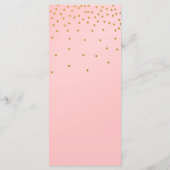 Carte de Menu Élégante Confettis Dorés Petits Rose (Dos)