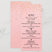 Carte de Menu Élégante Confettis Dorés Petits Rose (Devant / Derrière)