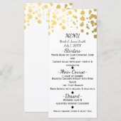 Carte de menu élégante confettis or faux et blanc (Devant / Derrière)