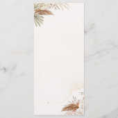 Carte de Menu Élégante de Mariage Floral (Dos)