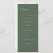 Carte de menu élégante de mariage vert forêt long (Devant)