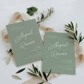 Carte de menu élégante de mariage vert forêt long