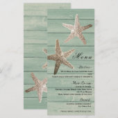 Carte de menu élégante de plage étoile de mer doré (Devant / Derrière)