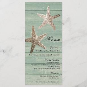 Carte de menu élégante de plage Étoile dorée et bo