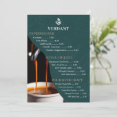 Carte de menu élégante de salon de café spécialisé (Debout devant)