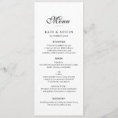 carte de menu élégante en mariage noir et blanc (Devant)