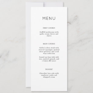 Carte de menu élégante et minimaliste pour une dou
