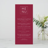 Carte de Menu Élégante Moderne Bourgogne (Debout devant)