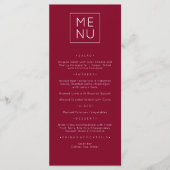Carte de Menu Élégante Moderne Bourgogne (Devant)