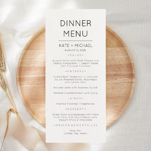 Carte de menu élégante moderne minimaliste
