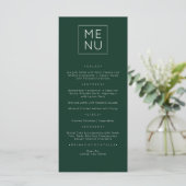 Carte de Menu Élégante Moderne Vert Foncé (Debout devant)