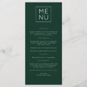 Carte de Menu Élégante Moderne Vert Foncé (Devant)
