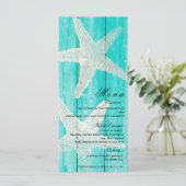 Carte de menu Elégante Plage en bois turquoise & S (Debout devant)