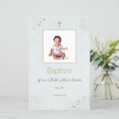 Carte de menu élégante pour le baptême de bébé (Debout devant)