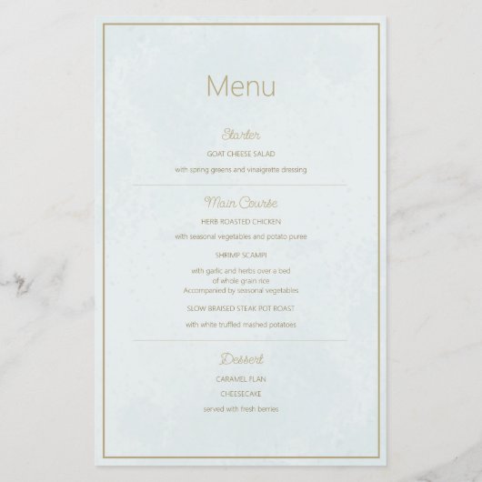 Carte de menu élégante pour le baptême de bébé (Dos)