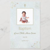 Carte de menu élégante pour le baptême de bébé (Devant)