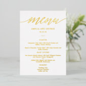 Carte de menu élégante REAL FOIL écriture moderne (Debout devant)