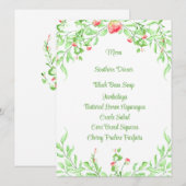 Carte de menu Élégantes Roses Botaniques Roses Aqu (Devant / Derrière)