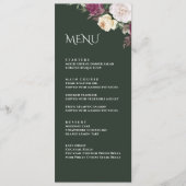 Carte de menu Emerald Green Burgundy Peonies (Devant)