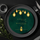 Carte de menu Emerald Green Golden Light Round Mar