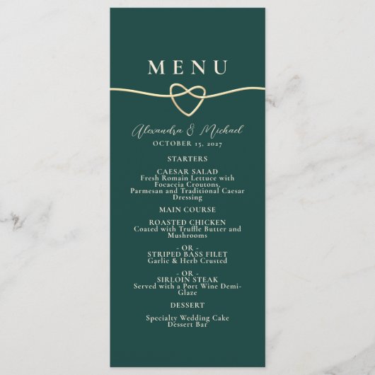 Carte de menu Emerald Green Mariage (Devant)