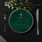 Carte de menu Emerald Green Mariage islamique rond