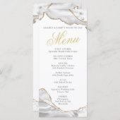 Carte de menu en agate blanche et or (Devant / Derrière)