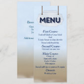 Carte de menu en bois blanc pour mariage sur la pl (Devant / Derrière)